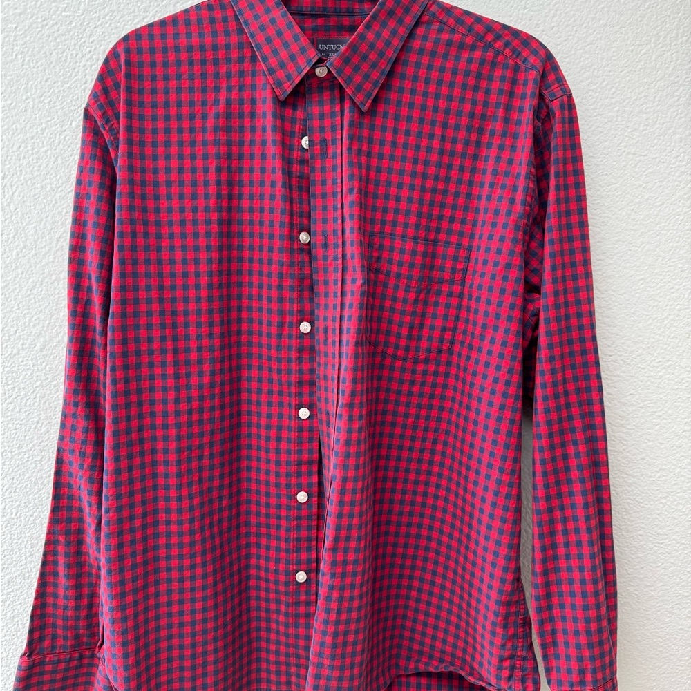UNTUCKit Red and Blue Plaid Casual Shirt